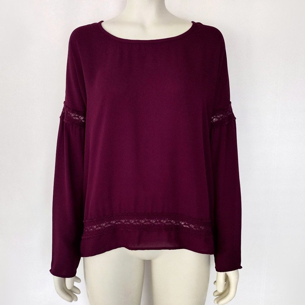 Xhilaration Purple Lace Panel Oversized Boho Blouse